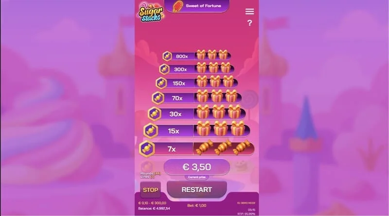 Sugar Stacks - veliki dobitak nakon isplate na gornjem nivou kule
